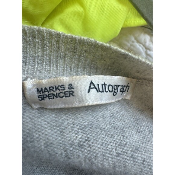 M&S Autograph 100% Cashmere Cardigan Size Large UK14 Gray - Picture 2 of 8
